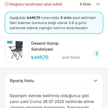 A101 Müşteri Yi Dikkate Almadan Sipariş İptali