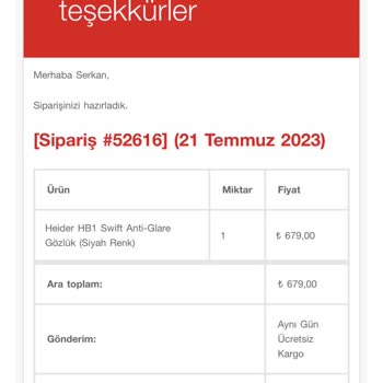 Heider Markasından Söylediğim Gözlüğün Hala Gelmemesi