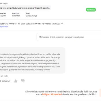 Hepsiburada Grundig Türkiye Mağazası Ürünleri Yollamıyor...