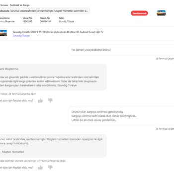 Hepsiburada Grundig Türkiye Mağazası Ürünleri Yollamıyor...