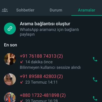 WhatsApp Yabancı WhatsApp Aramaları