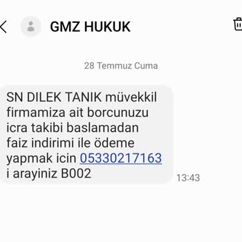 Gmz Hukuk İcra Takibi Mesajı