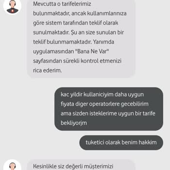 Vodafone Yüksek Tarife Israrı