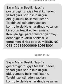 Yaptığım Yükleme Nays Hesabıma Yansıtılmadı.