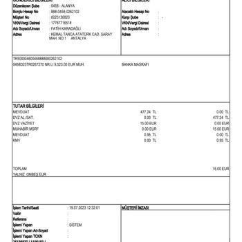Akbank Yurt Dışına Para Gönderiminde Kesilen İşlem Ücreti