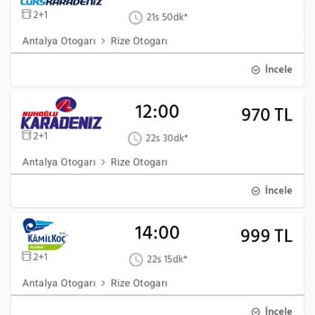 Obilet.com Otobüs Otobüs Kalkış Otogarı Hatalı