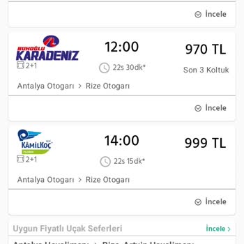 Obilet.com Otobüs Otobüs Kalkış Otogarı Hatalı