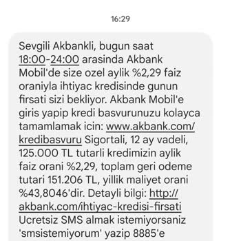 Akbank'dan Yanıltıcı Mesaj Geldi