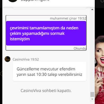 Casinoviva Çekim İşlemi Red Verdi