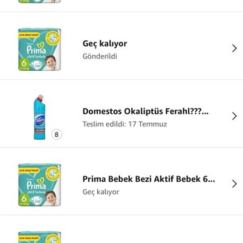 Alınan Ürünlerin Kargoya Verilmemesi (Amazon)