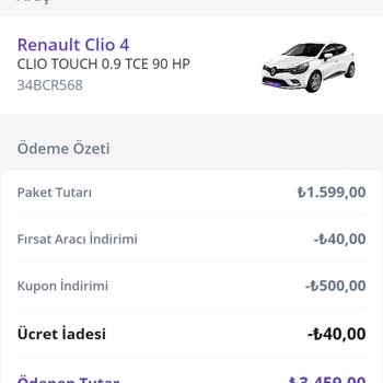 Getir Öncesinde Kirli Olan Aracın 2400 TL Yıkama Ücretinin Yansıtılması