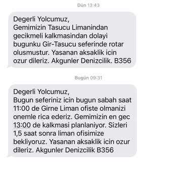 Akgünler Denizcilik Gecikme Çok Fazla Gecikme