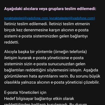 Vodafone Pay Vodafone Mail İletilme Hatası