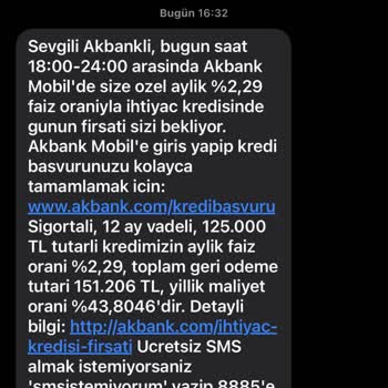 Akbank 2,29 Kredi Dedi Ama Kredi Başvuru Kısmında Görünmüyordu.