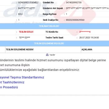 Vitaminler.com Kargom Bir Başkasına Verilmiş