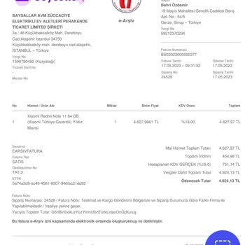 Baysallar AVM Sipariş Verdiğim Ürünün Ücret İadesinin Sağlanması.