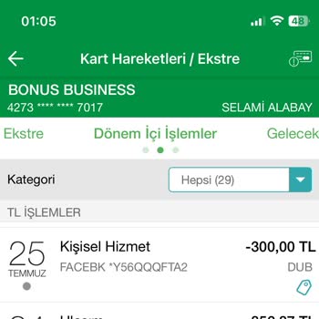 Facebook Diye Bir Uygulama İzinsiz Para Çekmiş Kartımdan