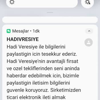 Hadi TOM Pay Hadi Veresiyeden Gelen SMS