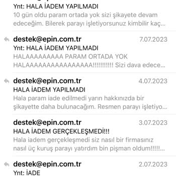 Epin.com.tr Para İadesi Yapmadı Savcılığa Suç Duyurusunda Bulundum