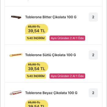 Migros Eksik Sipariş Çikolata 2 Al 1 Öde