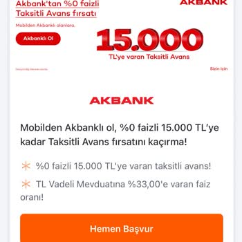 15.000 TL Avans Akbank Oyunu
