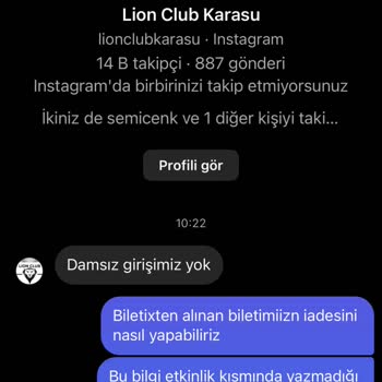 Biletix Damsız Girilmemesinden Dolayı İade