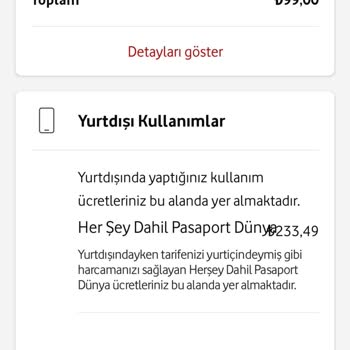 Vodafone "Her Şey Dahil Pasaport Dünya" Habersiz Yurt Dışı Faturalandırması