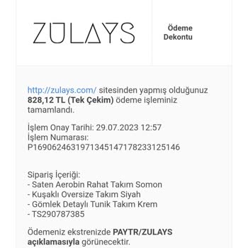 Zülays Giyim Para İadesi Yapmıyor