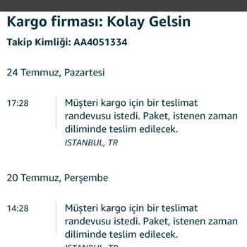 Amazon Kolay Gelsin Kargo , Ürünü Dağıtıma Çıkarmıyor