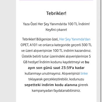 Vodafone İndirim Kuponu Sorunu