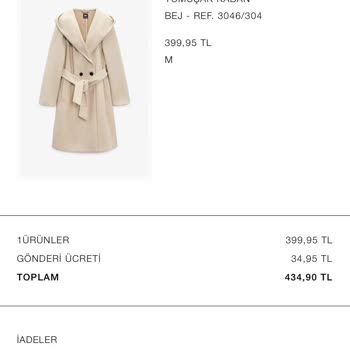 Zara Kusurlu Kullanılmış Ürün Gönderdi