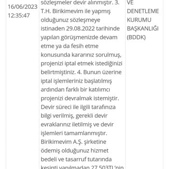 İmece Tasarruf Para İadesi Gerçekleşmesi Hakkında