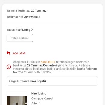 Horoz Lojistik Teslim Edilmeden İade Edilen Ürünüm