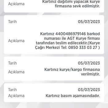 AGT Kurye Ziraat Kart Gönderimi
