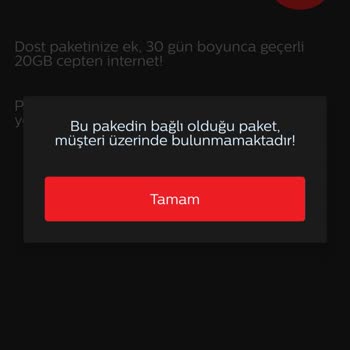 Bimcell Dost Dijital Paketi Üstüne Ek Paket Alınamıyor