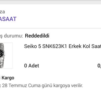 N11.com Da Nova Saat Seiko 5 Saati Göndermiyor. Güvenilir Değiller