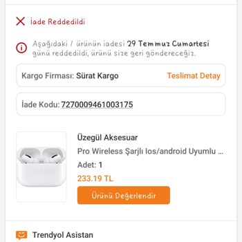 Trendyol Ürün İadesi Reddedildi