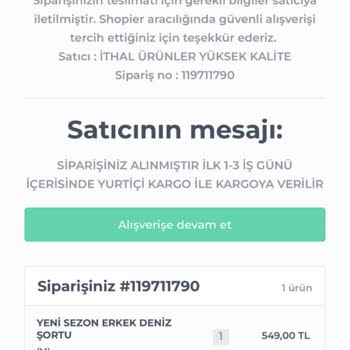 Shopier.com'dan Sipariş Ettiğim Deniz Şortuyla İlgili Sorun