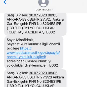 TCDD Bilet Tarihi Yanlış Yazılmış