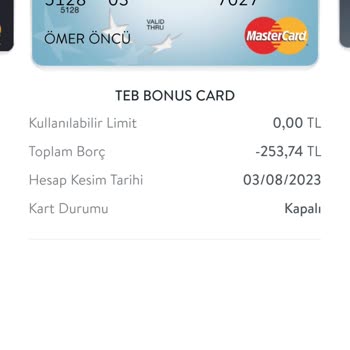 TEB Kredi Kartlara Fazla Para Yatırdım