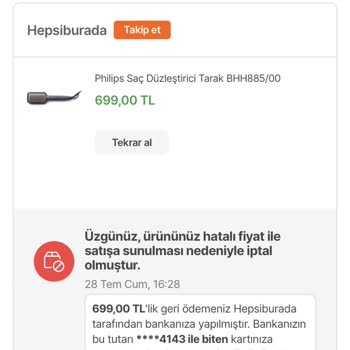 Hepsiburada Bilgim Ve Onayım Olmadan Sipariş İptali