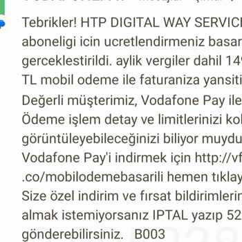 Vodafone Digital Way Services Üyelik İptalinden Kesinti Yapılmaması