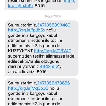 Aras Kargonu Gün İçinde Gelmeyip İade Etmesi