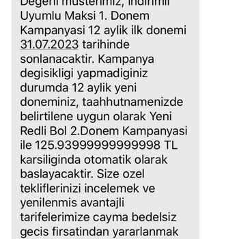 Vodafone Kampanya Tarife Değişikliği