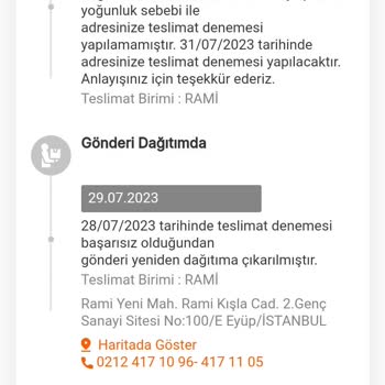 MNG Kargo Eyüp, Rami Şubesi Ürünümü Adrese Teslim Etmiyor