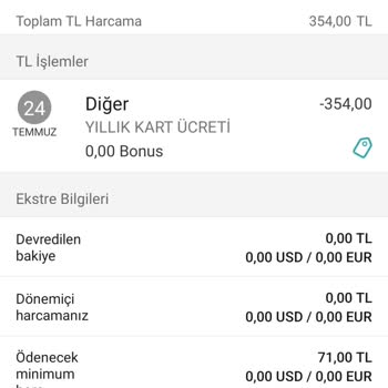 Garanti BBVA Yıllık Kart Aidatı