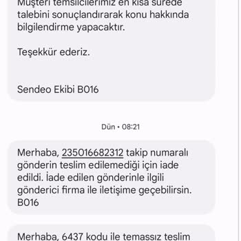 Sendeo Eve Teslim Edilmedi Haberim Olmadan İade Süreci Başlattılar