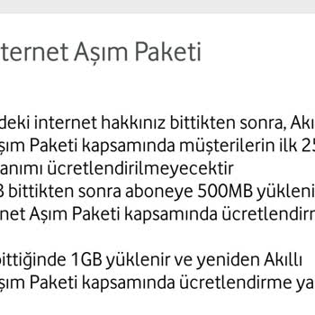 Vodafone Tarafıma İnternet Aşım Ücreti Yansıttı!