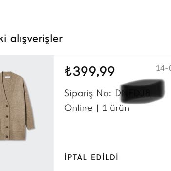 Mango Yoldaki Ürünün Sipariş İptali