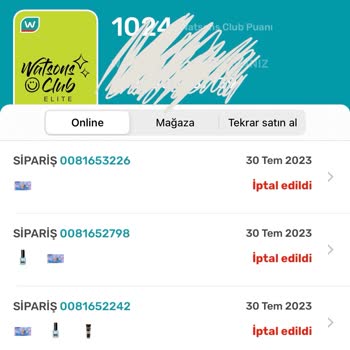 Watsons Hiçbir Neden Sunmadan Siparişlerimi İptal Etti